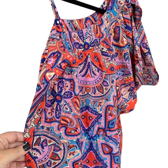 Angie Women's Colorful Paisley Off The Shoulder Cut Out Mini Dress Size Medium - Picture 6 of 9